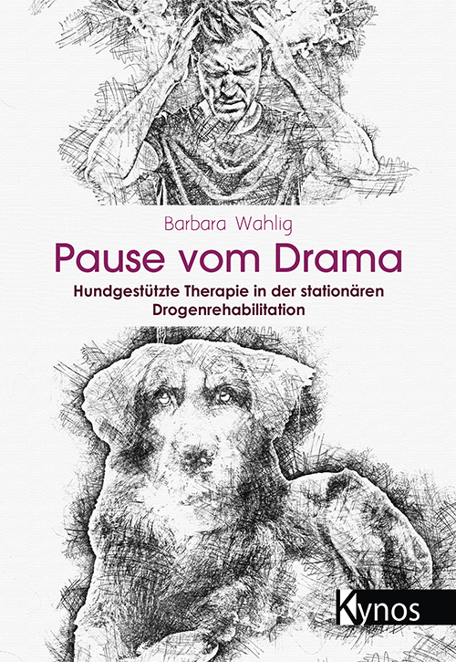 Bleistiftzeichnung von einem Mann im Hintergrund und einem chillig im Vordergrund liegenden Hund Bleistiftzeichnung von einem Mann im Hintergrund und einem chillig im Vordergrund liegenden Hund