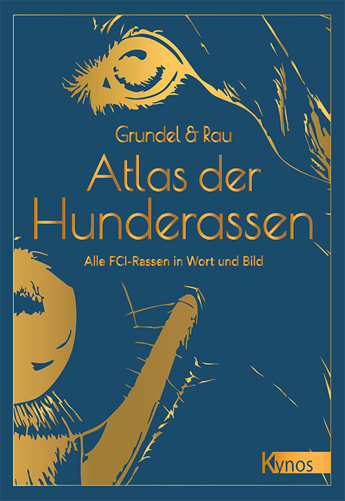 Silhouette eines Hundekopfs in goldener Schrift Silhouette eines Hundekopfs in goldener Schrift