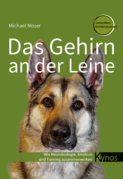 Titel: Das Gehirn an der Leine und das Foto eines Schäferhundes, der frontal in die Kamera schaut.